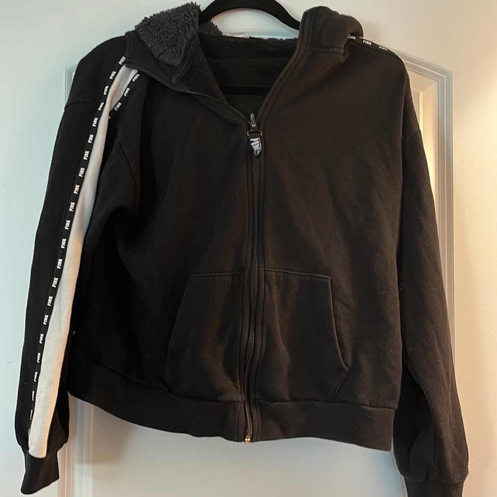 Victoria’s Secret pink black and white zip up hoodie jacket